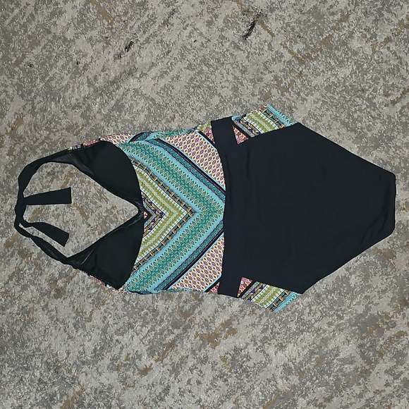 Bleu Rod Beattie Plunge Mesh Neck Halter One Piece Swimsuit Sz 6 - Picture 11 of 12